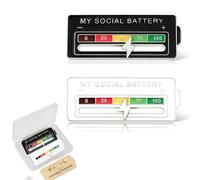 2Pcs Social Battery Slider Pin,Funny Interactive Brooch Enamel Pins for 7 Days, Cute Mood Pins for Backpacks Clothing Hat Bags Scarves, One size, Iron, 0