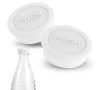 2pcs Soda Bottle Lid, Silicone Soda Bottle Cap Reusable Drink Bottle Sealing Cap Water Bottle Cap Cover Replacement Parts Compatible with Sodastream Glass Bottle(White)