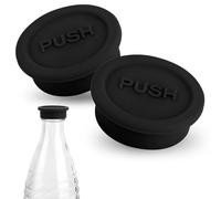 2pcs Soda Bottle Lid, Silicone Soda Bottle Cap Reusable Drink Bottle Sealing Cap Water Bottle Cap Cover Replacement Parts Compatible with Sodastream Glass Bottle(Black)