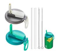 2PCS Soda Can Lids, Reusable Soda Can Covers With Straw And Cleaning Brush, Silicone Straws Soda Can Lids, Can Covers For Beverage Juice Seltzer