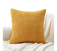 2PCS Sofa Pillow Cover Corduroy 40x40 Cushion Cases 45x45 55x55 60x60 Decorative Square Throw Pillow Cases with Zipper for Couch Sofa Bed Pillowcase Protectors Covers(Ginger yellow,2pcs 55x55cm)