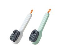 2pcs Soft Bristles Shoe Brush, Press Type Cleaning Brush for Shoe Clothes Automatic Liquid Brush, Long Handle Soft Fur Cleaning Brush, Multifunctional Liquid Shoe Brush