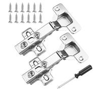2pcs Soft Close Cabinet Hinge,Cupboard Door Hinges,110 Degree Full Overlay Kitchen Door Hinge,35mm Concealed Kitchen Cabinet Hinges Cabinet Door Plate with Screws
