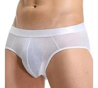 2pcs Soft Comfortable Underwear Ice Silk Sheer Transparent Mesh Men's Briefs Printed Shorts (Color : White, Size : XL)