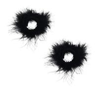2Pcs Soft Fur Wristband Feather Slap Bracelet Wrist Cuffs Wristband Wrist Bands Ankle Fluffy Cuff Furry Bracelets Party Supplies Hair Accessories for Women Halloween Christmas Party Bag Fillers,Black