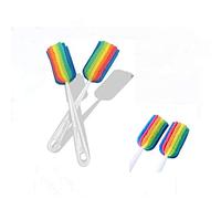 2PCS Soft Hanging Sponge Cleaning Brush,Multi-Purpose Versatile Cleaning Brush Set with Plastic Long Handle Cup Feeding Bottle Scrubber (Rainbow colors) (Rainbow colors)