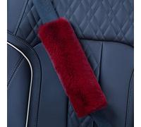 2Pcs Soft Plush Rabbit Fur Car Seat Belt Pads Fluffy Shoulder Strap Cover Seatbelt Protector Neck Cushion Protector Car Accessories for Adults Kids(Wine Red)