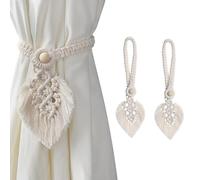 2Pcs Soft Rope Tassel Curtain Pull Backs Fashionable Hand Knitting Tie Back Holder Unique Boho Cotton Curtain Holdbacks for Home Decorative