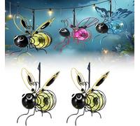 2PCS Solar Bees Lights Outdoor, Hanging B-ee Solar Garden Light, 2025 New S-olar Bee Simulation Lights, Waterproof Bumble Bees S-olar Light for Party Festivals Garden Decor Birthday Gifts (Yellow)