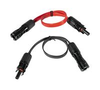 2PCS Solar Cable 1500V/50A Photovoltaic Extension Cord Solar Flat Connection Cord for Solar Panels Photovoltaic Cable Solar Power Plant -Black+Red