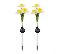2Pcs Solar Daffodil Garden Lights - Solar Powered Flower Lights for Courtyard, Patio & Lawn Decoration - Auto On at Dusk, Off at Dawn(White)