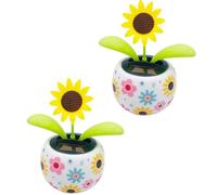 2Pcs Solar Dancings Sunflower Decorations, Sunflower Solars Dancing Flower Solar Dancing Solar Decoration, Solar Powered Swinging Animated Dancer Office Desk Car Decoration, Funny Ornaments