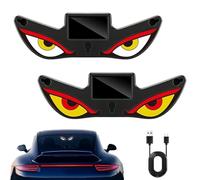 2PCS Solar Demon Eye LED Car Window Light, Solar Powered Demon Eyes Car Sign, Dynamic LED Eye Light for Cars, Activated Flashing & Breathing Modes, High-Brightness Windshield Light for Car Decor (A)
