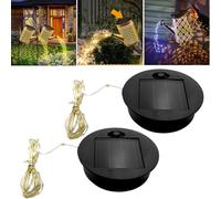 2PCS Solar Light Replacement Top,7cm Round Panel with Warm String Lights,Waterproof & Easy Install, for Outdoor Hanging Lanterns, Garden Solar Lights,Watering Can Decor