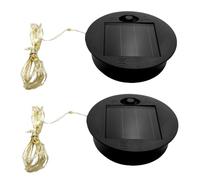 2pcs Solar Panel Lantern Lid with String Lights - Replacement Top for Outdoor DIY Solar Flower Lights, 6cm/2.4inch Round