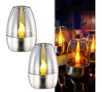 2PCS Solar Power Tea Lights Outdoor Flameless Flicker,LED Candles Flickering,Candles Waterproof Tea Light,Fake Lanterns,Solar Candles Set,Faux Camping Flame Ambiance Candle Light for Outdoor (White)