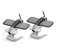 2Pcs Solar Powered Aircraft Car Dashboard Ornaments, Vehicle Decoration Brings a fresh taste, Rotatable Solar Airplane for Car Dashboard and Office Table (Silver)