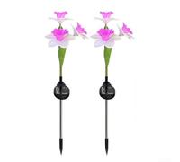 2pcs Solar Powered Daffodil For Garden Lights For Courtyard Patio Decoration, Light Controlled On At Dusk Off At Dawn Operation(pink)