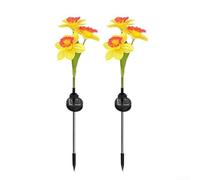 2pcs Solar Powered Daffodil For Garden Lights For Courtyard Patio Decoration, Light Controlled On At Dusk Off At Dawn Operation(yellow)