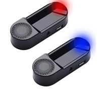2PCS Solar Powered Fake Car Alarm Flashing Light with Blue Red Led Intelligent Light Sensor Car Alarm System Anti Theft Solar Security Light Simulated Dummy Warning for Van Vehicle with USB Port