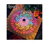 2pcs Solar-Powered Fence Wall Lights, LED Colorful Wall Lamps with Mandala Pattern, Outdoor Decorations, IP65