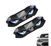 2PCS Solar-Powered LED Car Warning Light, Solar USB Dual-Power Demon Eyes Lights Suction Cup Dynamic LED Car Eyes, Eye Car Window Car Atmosphere Decoration, LED Animated Warning Light for Car，Blue
