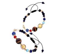 2pcs Solar System Bracelet for Women Unique Moon and Nine Planets Beaded Jewelry Versatile Accessories for Daily Wear Travel and Social Events