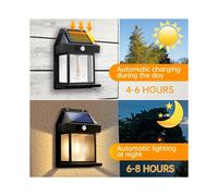 2PCS Solar Tungstens Night Lamp Intelligent Motion Sensor Wall Lamp 3 Lighting Modes Waterproof Courtyard Garden Decor
