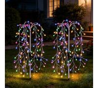 2Pcs Solar Willow Tree Outdoor Lights, 320 LEDs Solar Tree Lights Outdoor Garden, 8 Modes, Waterproof Copper Wire Fairy Starburst Solare Garden Decor Lights for Patio Yard Courtyard (Multicolor)