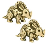 2pcs Solid Brass Ornaments Vintage Desktop Dinosaur Statue Miniatures Crafts Decorations Miniature Figurines