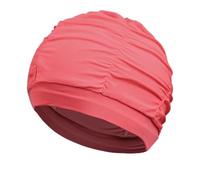 2pcs Solid Color Long Hair Women Men Swim Pool Water Sports Elastic Pleated Nylon Fabric Bathing Swimming Caps Hat Turban(Dark Pink)