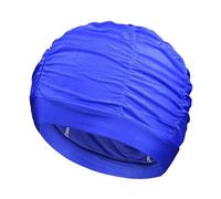 2pcs Solid Color Long Hair Women Men Swim Pool Water Sports Elastic Pleated Nylon Fabric Bathing Swimming Caps Hat Turban For Protection(Deep Blue)