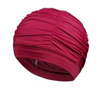 2pcs Solid Color Long Hair Women Men Swim Pool Water Sports Elastic Pleated Nylon Fabric Bathing Swimming Caps Hat Turban For Men And Women(Wine Red)