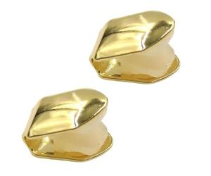 2Pcs Solid Hip Hop Teeth Plain,Shiny Hip Hop Teeth Grill Caps,Gold Tooth Cap,Single Top Fang Tooth Grills Cap,Fake Gold Teeth,Temporary Tooth Decoration for Adult,for Party Cosplay,Easy to Wear