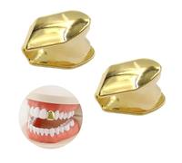2Pcs Solid Hip Hop Teeth Plain Single Tooth Fangs Cap,Shiny Decoration for Teeth Mouth,Bling Slugs Teeth Decoration Accessories,Temporary Tooth Caps for Men&Women,Plain Solid Bling Mouth Jewelry