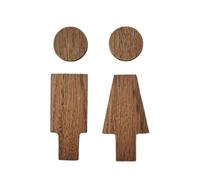 2pcs Solid Wood Bathroom Door Signs Antique Toilet Decoration WC Sign Plate Self-adhesive(-Style 1)