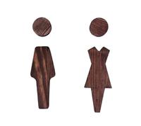 2pcs Solid Wood Bathroom Door Signs Antique Toilet Decoration WC Sign Plate Self-adhesive(-Style 5)