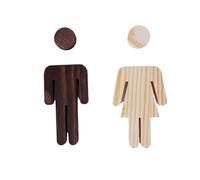 2pcs Solid Wood Bathroom Door Signs Antique Toilet Decoration WC Sign Plate Self-adhesive(-Style 8)