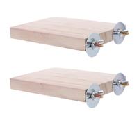 2pcs Solid Wood Parrot Platform with Stable Resting Surface, 13x9 CM | Rectangular Khaki Wood Build, Rounded Edges and Lightweight Form, for Home Use with Medium and Large Parrots