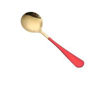 2PCS Soup Spoons, Round Head Stainless Steel Soup Spoon Metal Korean Spoon Dinner Table Spoon Wide Tablespoons for Soup Dessert Coffee(Green)
