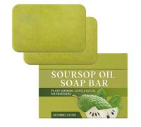 2PCS Soursop Oil Soap Bar | Calming & Moisturizing Dry Sensitive Skin Body Wash | Oil Based Cleanser with Coconut, Olive, Castor, Shea Butter Raw Organic