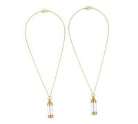 2pcs Souvenir Keepsake Necklace Pet Ashes Charms Small Charm Dogs Pendant Engraving Engrave Custom Personalized Glass Golden