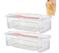 2PCS Spaghetti Microwave Cooker, Heat Resistant Transparent Spaghetti Noodle Cookware, Heat Resistant Pasta Fridge Organizer Bins, Noodle Cooking Box, Pasta Storage Containers