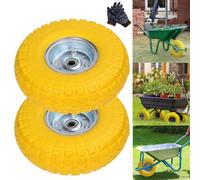 2Pcs Spare Tyres Puncture Burst Proof Solid Rubber Sack Truck Trolley Wheel 10"