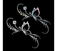 2PCS Sparkling Butterfly Flower Self-Adhesive PVC Rainbow Glittery Decal Sticker for Cars, Laptops, Trucks, Motorcycles Wall Window Luggage Scratch Cover Door Multi-Surface Decor Sticker