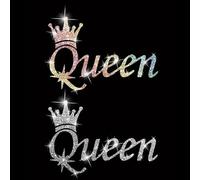 2PCS Sparkling Crown Queen Self-Adhesive PVC Rainbow Glittery Decal Sticker for Cars, Laptops, Trucks, Motorcycles Wall Window Luggage Scratch Cover Door Multi-Surface Decor Sticker