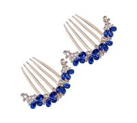 2PCS Sparkly Glitter Rhinestone Bride Hair Comb Crystal Metal Hair Side Combs with Long Teeth Rhinestone Crystal Flower Hair Pin Barrettes Hair Pins Hair Bun Clips Updo Accessories for Girls Women A
