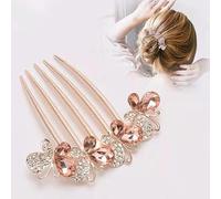 2PCS Sparkly Glitter Rhinestone Bride Hair Comb Crystal Metal Hair Side Combs with Long Teeth Rhinestone Crystal Flower Hair Pin Barrettes Hair Pins Hair Bun Clips Updo Accessories for Girls Women D