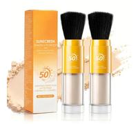 2PCS SPF 50 Mineral Sunscreen Powder,Multi-Use Powder Sunscreen for Face & Scalp,Oil Control Setting Powders, Mineral Brush Powders| Natural Matte Mineral Sunscreen 8g/0.28fl.oz (yellow)