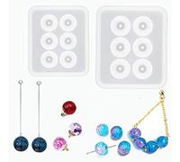 2pcs Sphere Bead with Holes Round Resin Epoxy Silicone Molds for 3D Drop Glue Crafting Decor Craft Clay Polymer Pearl Mold Necklace Pendant Jewellery Crafting Making Backpack Cake Decor Mould